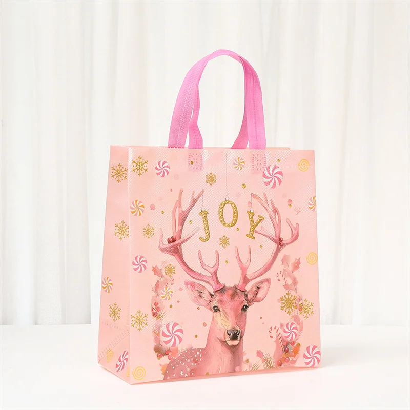 

StoBag 8/20pcs Merry Christmas Non-woven Tote Bag Large Gift Fabric Kids Packaging Handbag Waterproof Storage Reusable Pouch