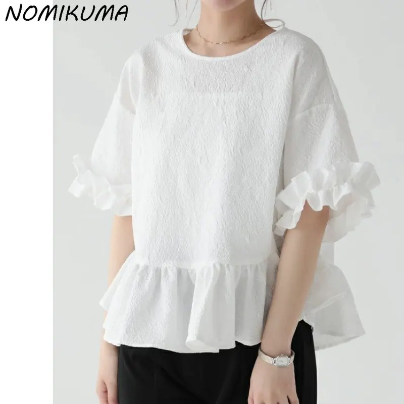 Nomikuma Japan Style 3D Ruffle Half Sleeve Doll Shirt Women Summer Chic Sweet Graphic T Shirts Causal 2023 New Gothic Y2k Top