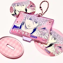 GINTAMA Anime Keychain Women Sakata Gintoki Acrylic Key Chain Man Pink Pendant Key Ring Bag Pendant Ornament Accessories Gift