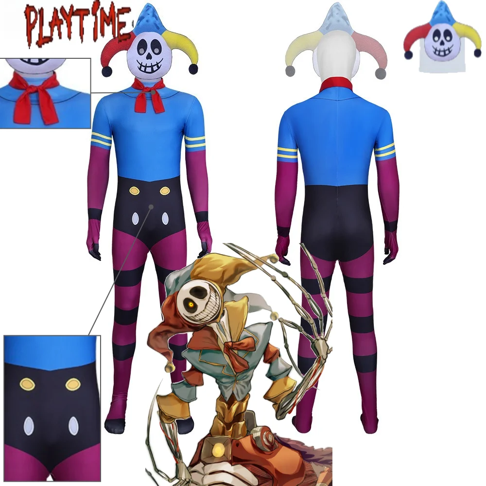 

Horror Game Play Time Cosplay Costume Spider Clown Skin tight Bodysuit with Mask Necktie Halloween Costume for Kids Adults Suits
