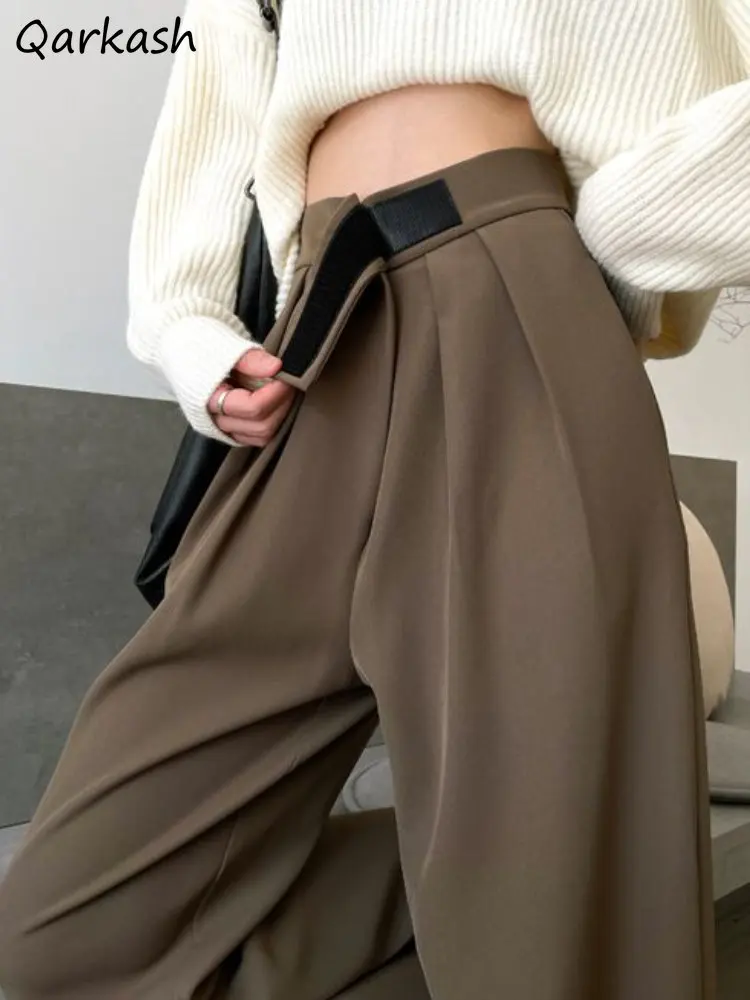 

Pants for Women Casual High Waist Wide Leg Basic Office Lady Korean Fashion Style Solid Spring All-match Classic Daily Tender