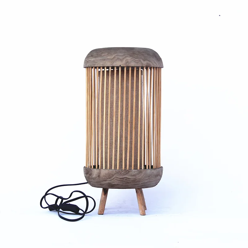 Professional handmade hollow log craft floor lamp, pastoral warm homestay decorative lamps