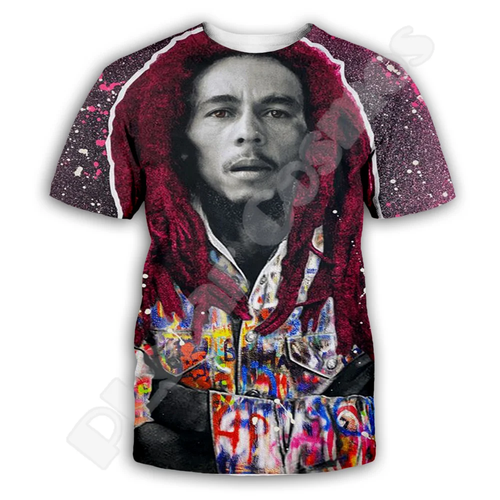 NewFashion Bob Marley Reggae Musician Lion Culture Tribal Tattoo Retro Vintage 3DPrint Summer Harajuku Short Sleeves T-Shirts X1