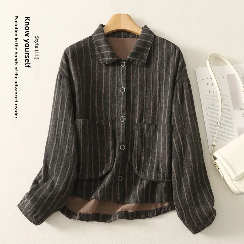 Faionable versátil primavera outono feminino jaet solto casual idade-defng casaco com grandes kets aberto cardigan topo