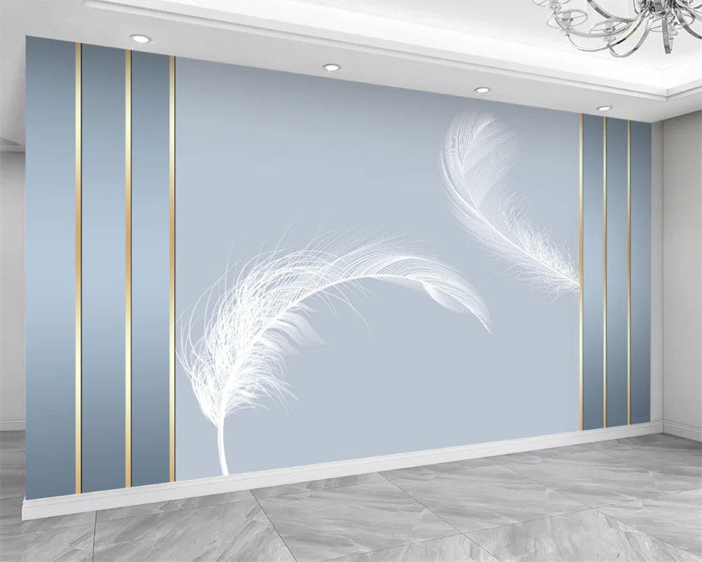 beibehang Custom modern new papier peint bedroom living room decoration painting feather decoration painting wallpaper