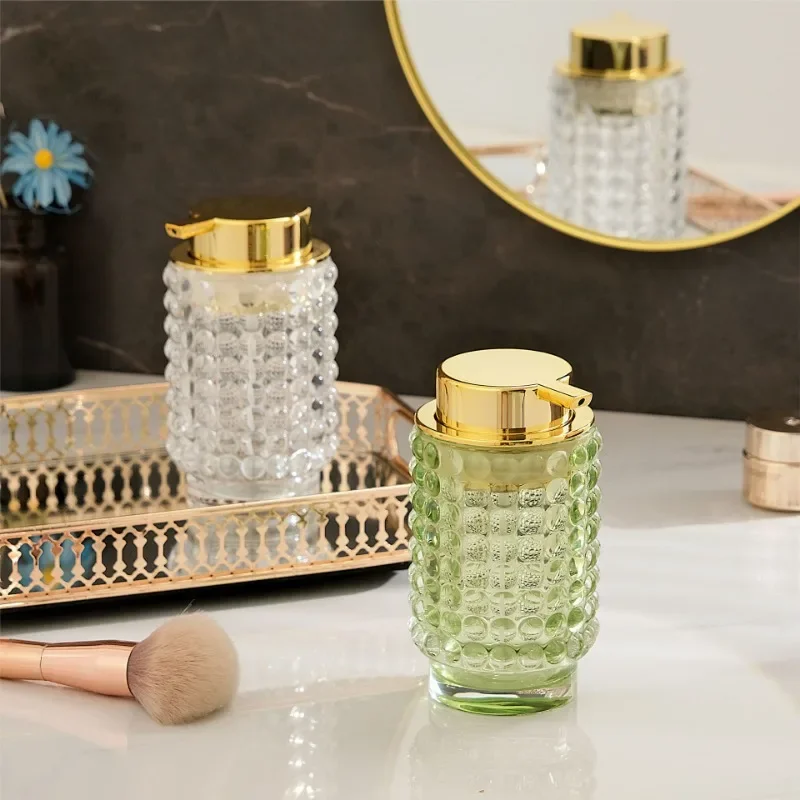 

Luxury Glass Emulsion Hand Sanitizer Bottle Press Soap Bottle Shampoo Shower Gel Bottled Home Bathroom Decoration Accessories
