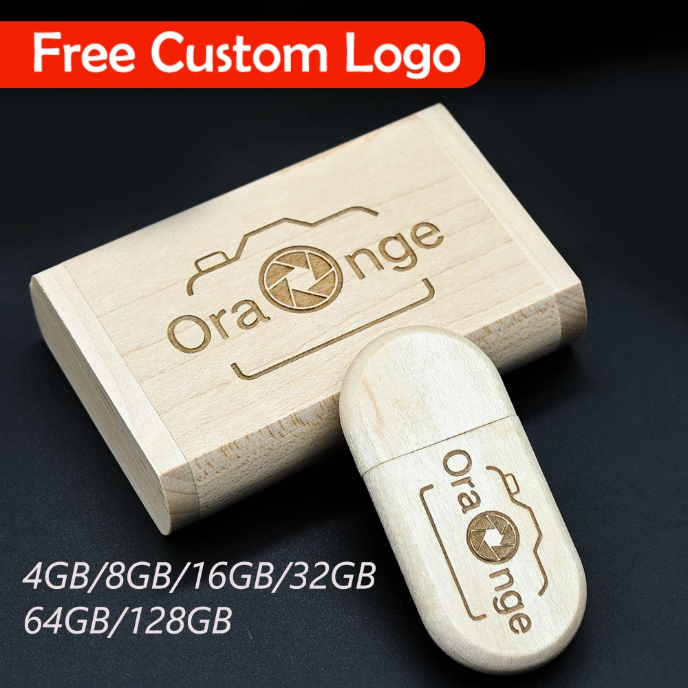 USB 2.0 hot selling Oval Wooden USB+ BOX pendrive (free custom logo) USB 4GB 8GB 16GB 32GB 64GB USB flash drive