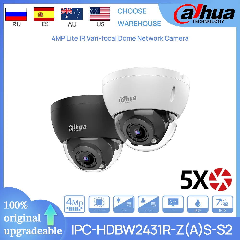 Dahua Original IPC-HDBW2431R-ZS-S2/IPC-HDBW2431R-ZAS-S2 2.7-13.5mm 4MP Lite 40M IR 5X Zoom Vari-focal Dome POE Network IP Camera