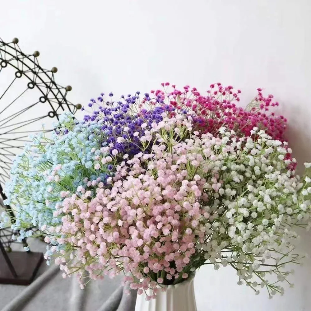 108Heads 63cm Babies Breath Artificial Flowers Plastic Gypsophila DIY Floral Bouquets For Handmade Wedding Party Home Decoration