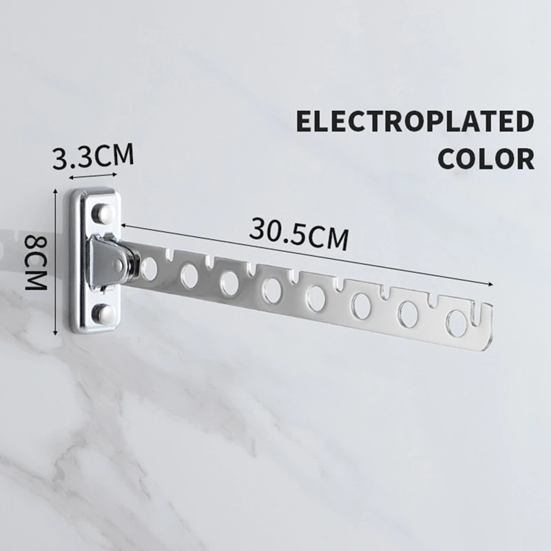 Wall Mount Coat Hanger,Folding Clothes Drying Racks,Sturdy Hanging Clothes Hanger,Laundry Room Drying Rack(8-Hole)
