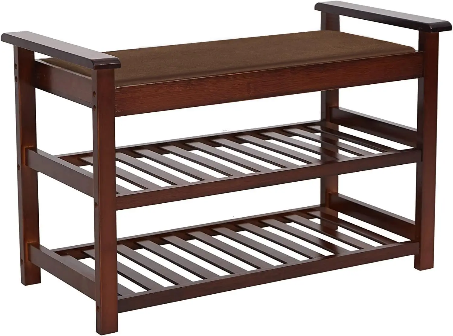 

2-Tier Shoe Bench Shoe Ra Storage Organizer Hallway Bench，Top Have Cushion