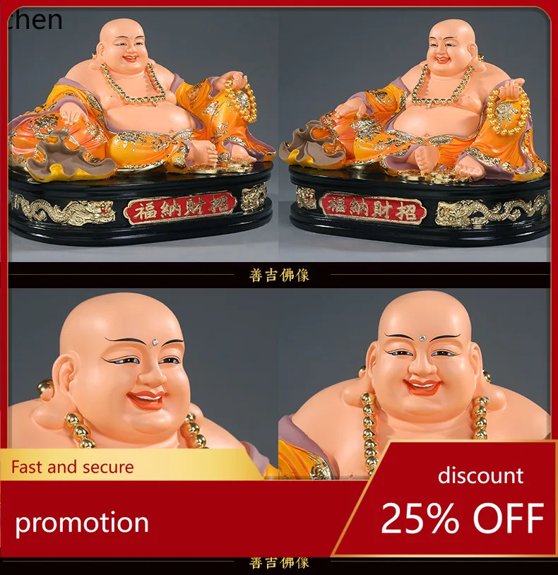 HXL Laughing Buddha Statue for Home Worship Decoration