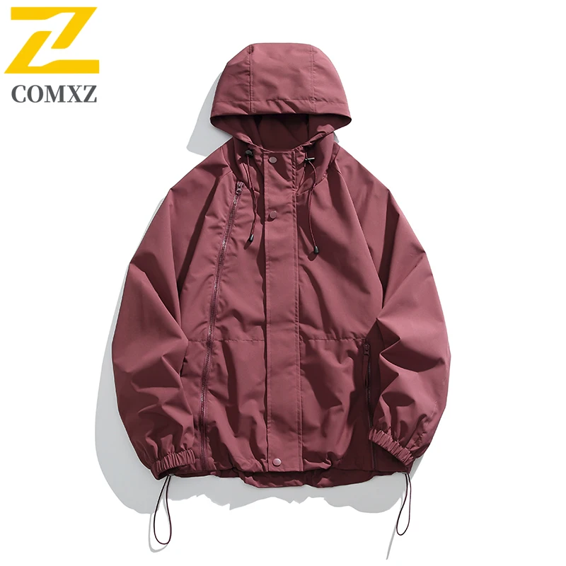 

New Japanese Work Jacket Men's Autumn New 2025 Functional Waterproof Hooded Windbreaker Coats Hiking Camping Zipper Outerwear