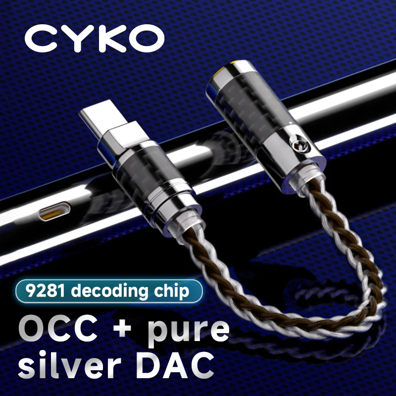 CYKO USB Type C 3.5 Jack Адаптер для наушников USB C на 3,5 мм 2,5 мм 4,4 мм Наушники AUX Аудиокабель dac OCC + декодер из чистого серебра