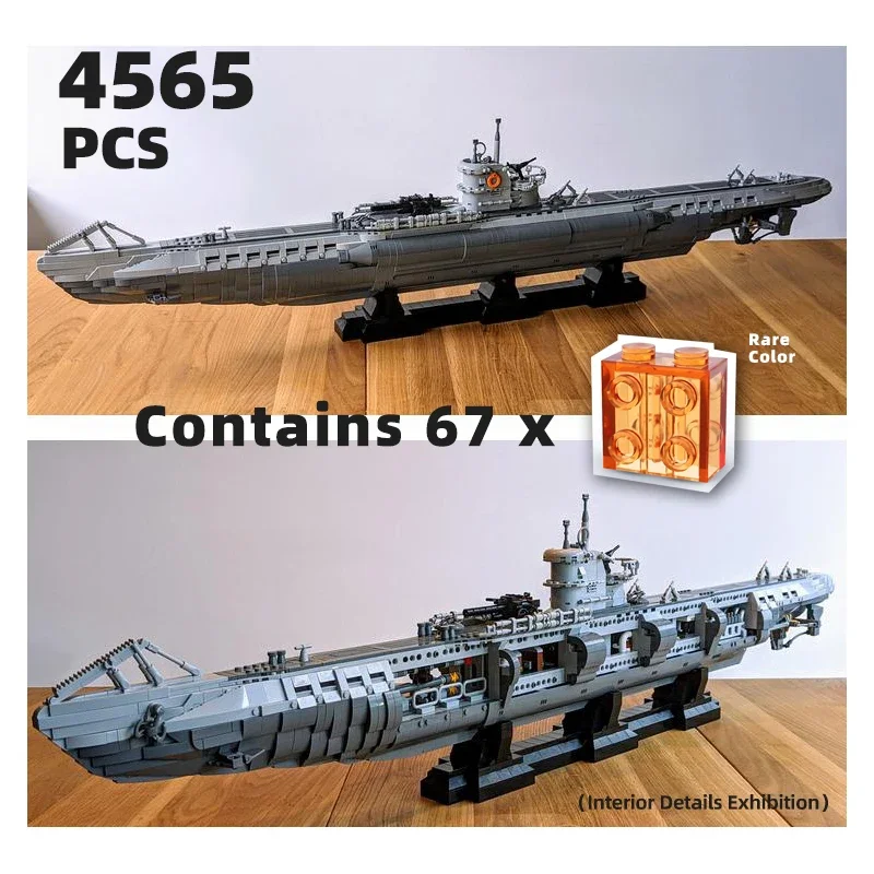 

Educational world war naval submarine MOC Navy vehicle brick set DIY warship model ww2 building block kit German U-Boat puzzle