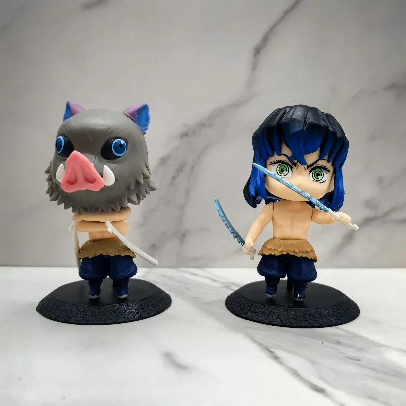 6.5-9.5cm Demon Sayaer Blind Box Figre Nezuko Tanjiro Zenitsu Inosuke Kyoujuro Shinobu Giyuu Qposket Model en Y Kids Xmas Gift