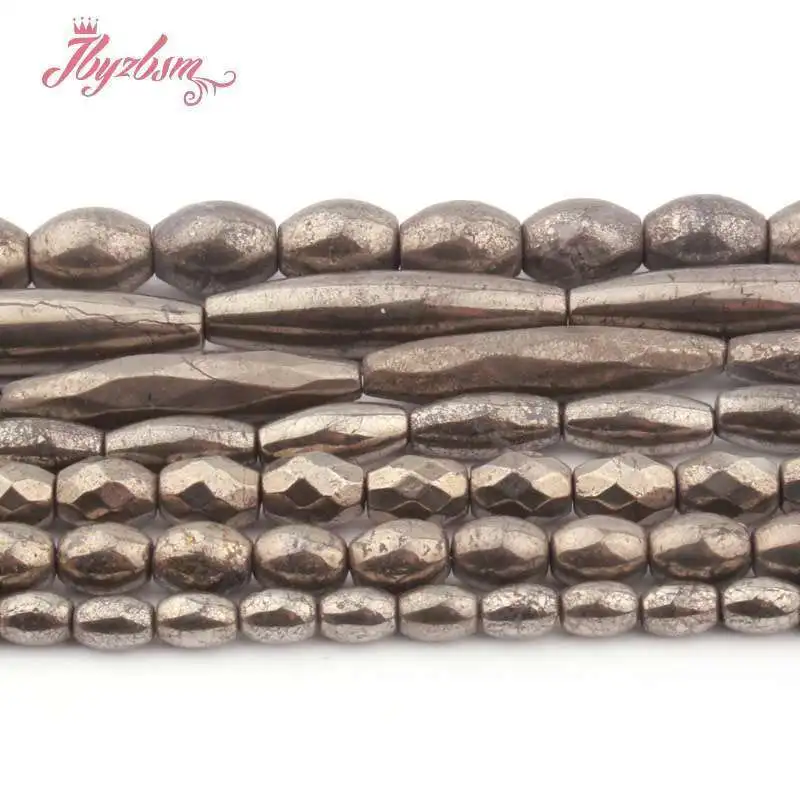 Natural Pyrite Oval Shape Beads Stone for DIY Women Necklace Bracelet Jewelry Making Spacer Strand 15