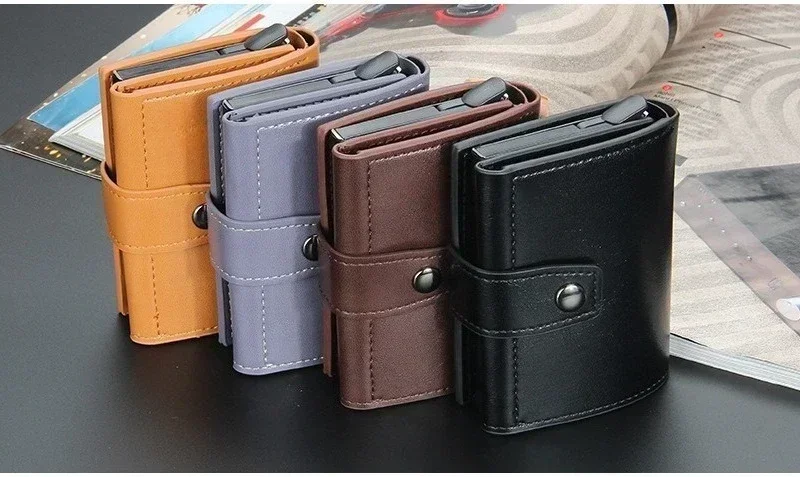 RFID-blockierende Bankkarten-Etuis Luxus-Geldbörsen für Herren Metall-Slim-Thin Minimalistische Kartenhalter Reisebrieftaschen für Männer und Frauen – Detail 13