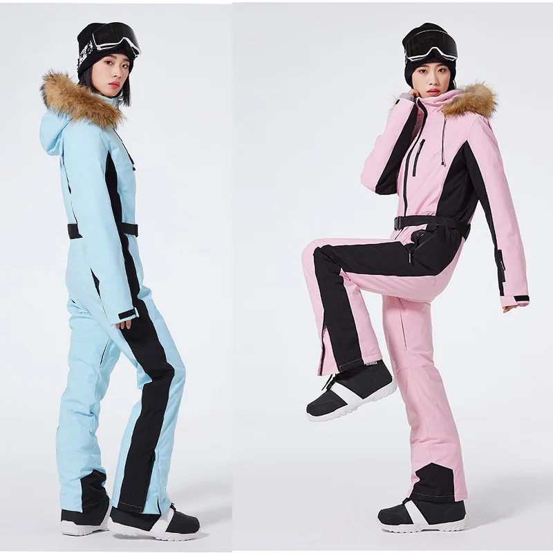 Winter New One-Piece Ski Suit Women Overalls Slim Fit Warm Outdoor Sports Snowboard Suit Ski Jumpsuits Wind Proof Waterproof