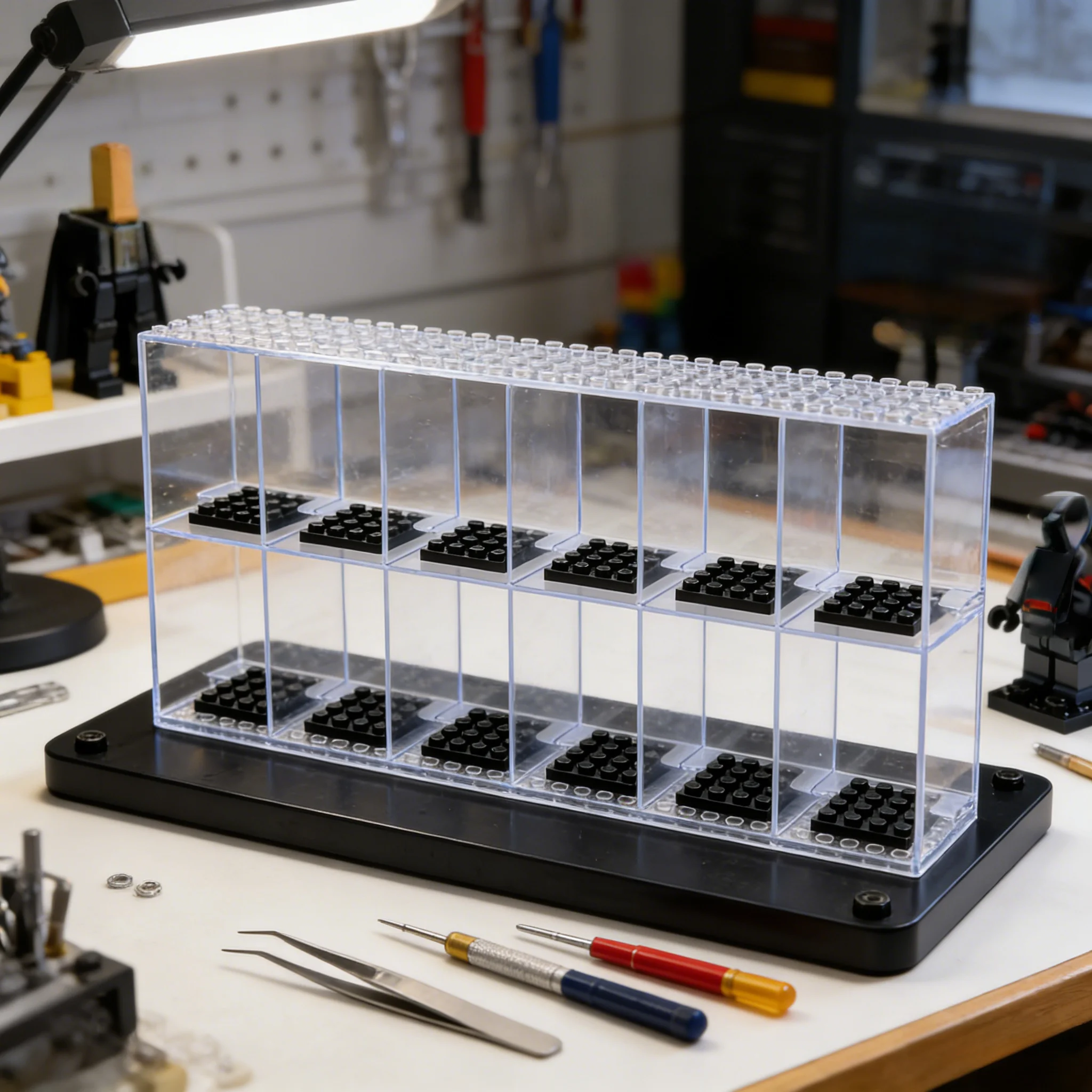 Clear Acrylic Minifigure Display Case Dustproof Stackable Storage Box Building Block Figures & Mini Action Figures Collection