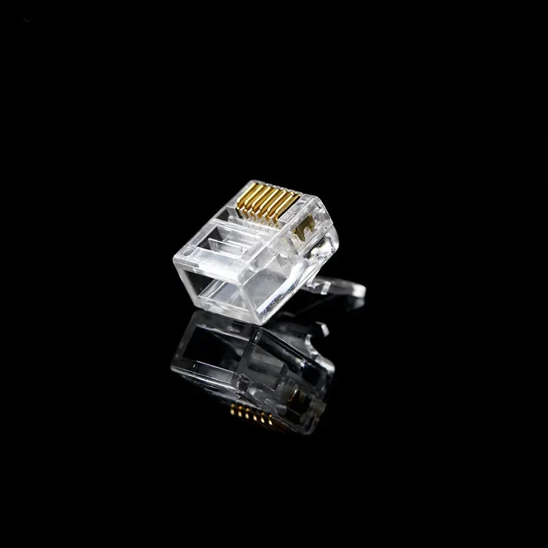 RJ12 Wholesale Connector 6P6C Modular Head Phone Cable Plug Gold Plated Crimp Network RJ 12 Telephone Connectors Crystal Plugs