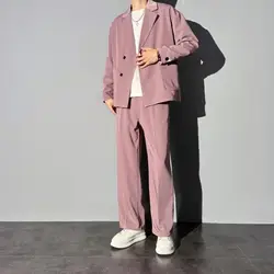 3-A122 Ryder's Matching Ice Berry Pink Suit suit Casual Ruffian Handsome Men's Light Mature Style Loose Two-Piece Suit