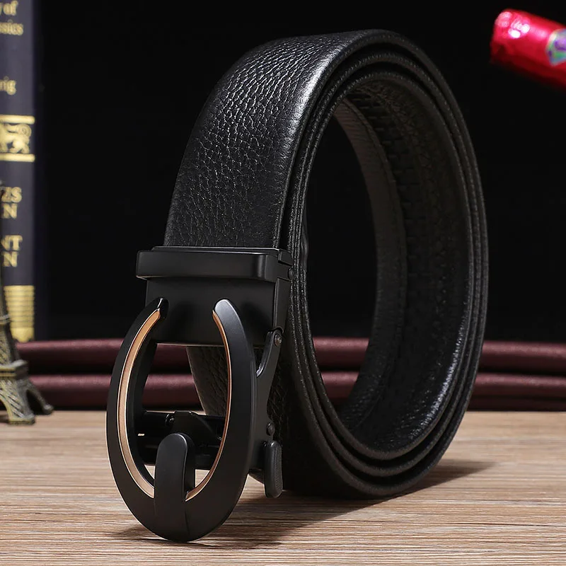 Herren gürtel Mode Legierung automatische Schnalle Gürtel Business lässig Echt leder Herren gürtel Luxus hochwertige Taille Band 3,5 cm – Detail 11