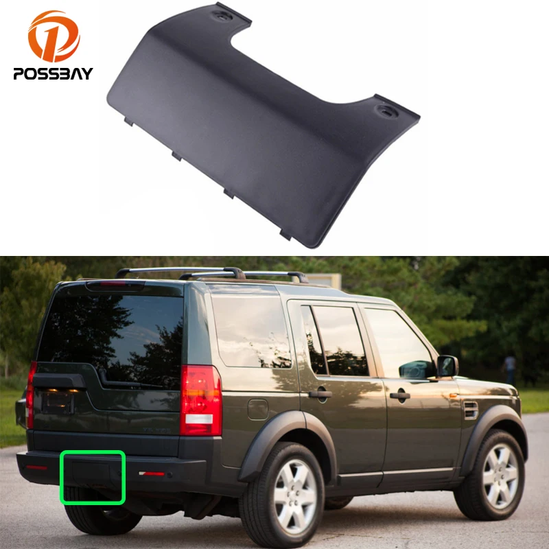 Car Rear Bumper Towing Eye Hook Cover Panel with Fixed Clips for Land Rover LR3 LR4 Discovery 3 4 2005-2012 Black Exterior Parts