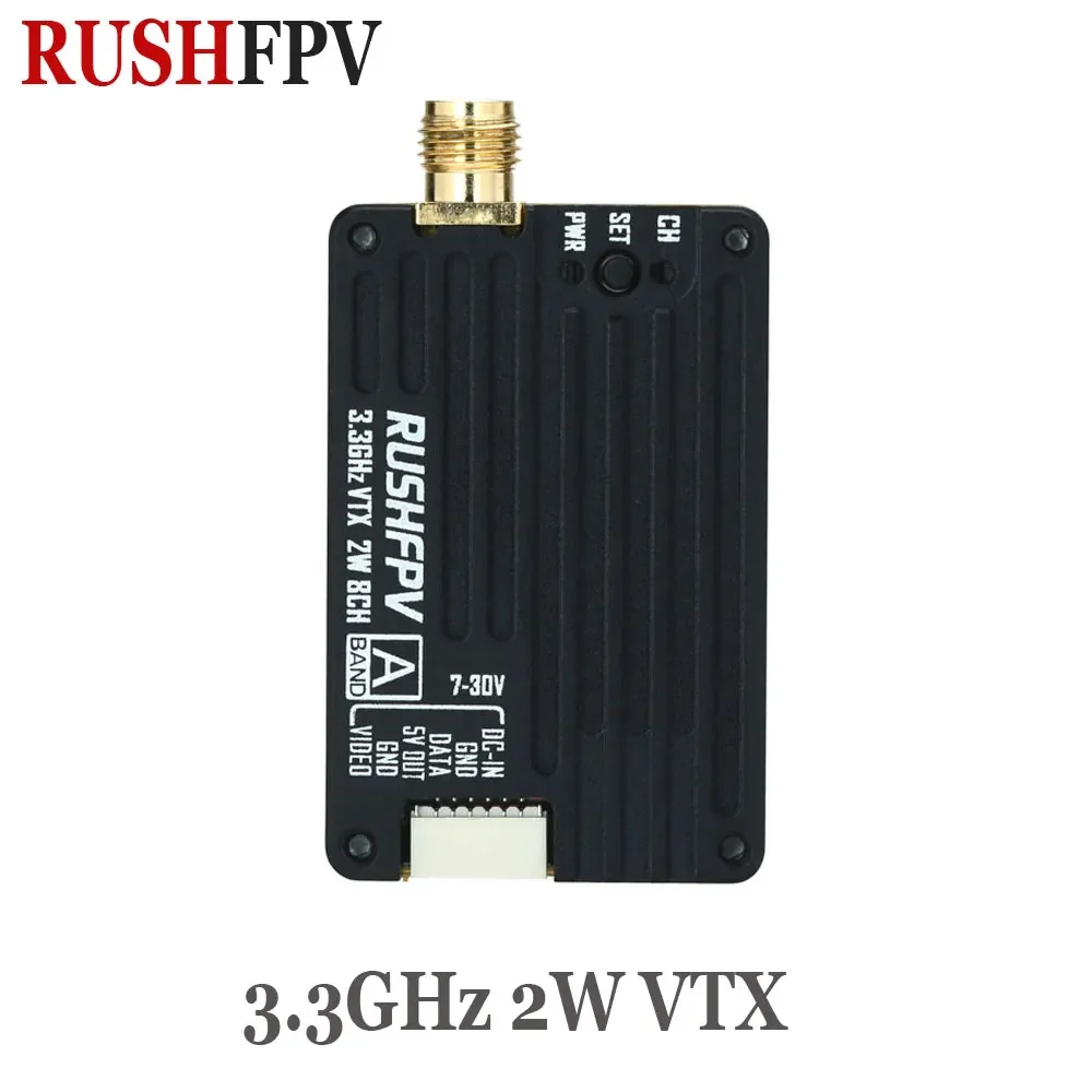 RUSHFPV 3.3GHz 2W VTX with SMA Circular Polarized Antenna Supports IRC Tramp Protocol for RC FPV Long Range Drone