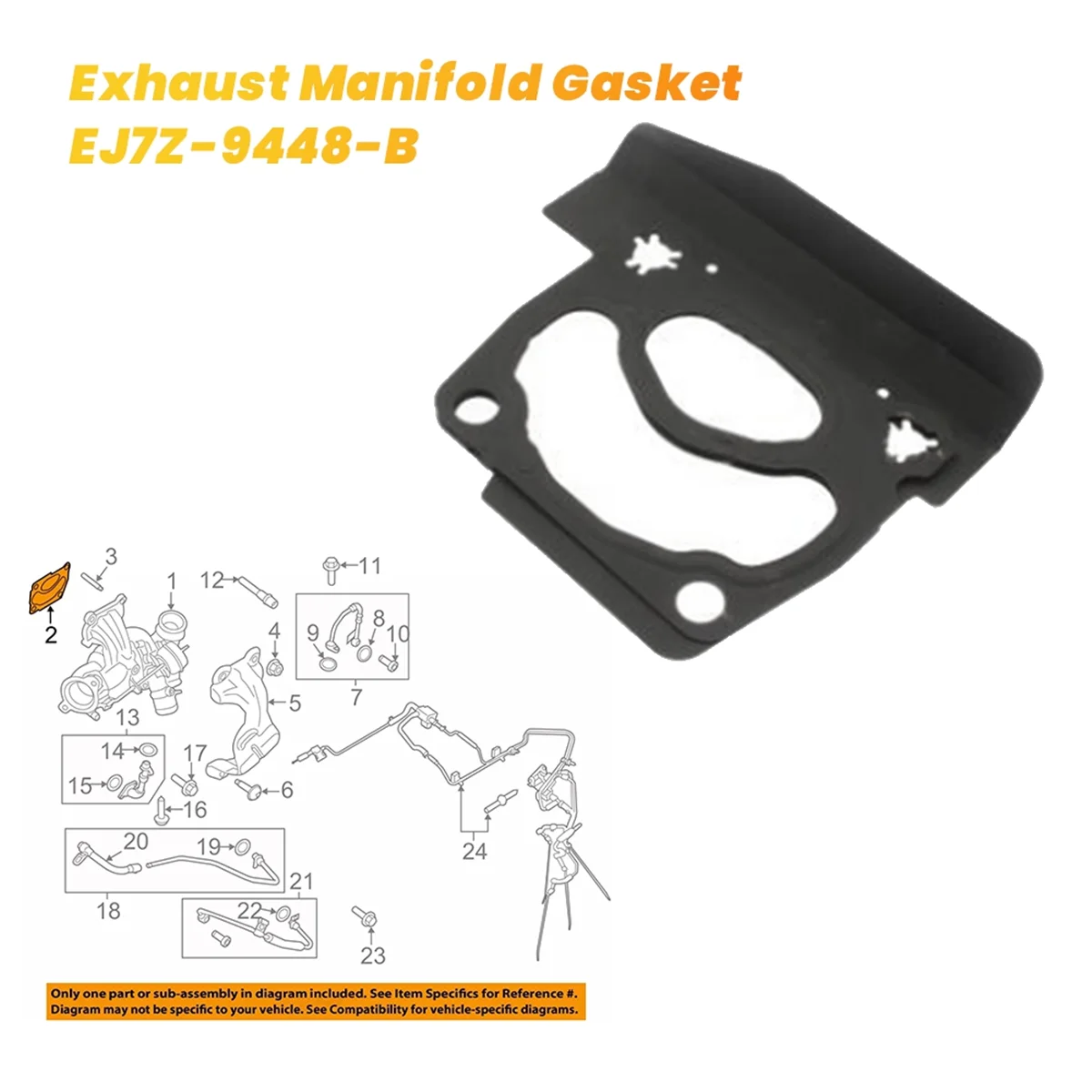 Car Exhaust Manifold Gasket EJ7Z-9448-B for Ford Edge Escape Focus Fusion Explorer Mustang Lincoln MKC 15-19 EJ7Z9448B