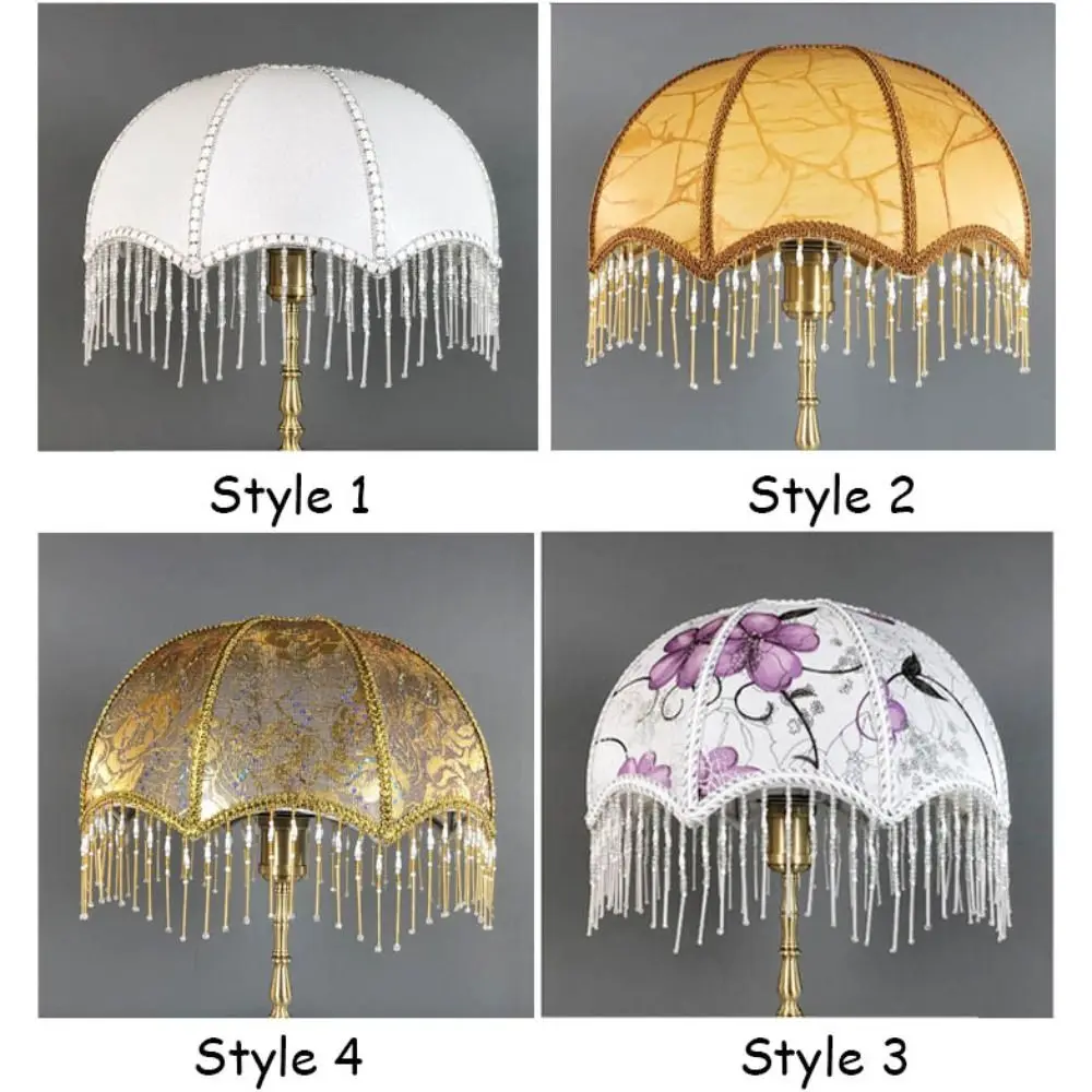 European E27 Fringe Lamp Shades Beaded Home Decor Tassel Lamp Shade Fabric Lace Light Shades