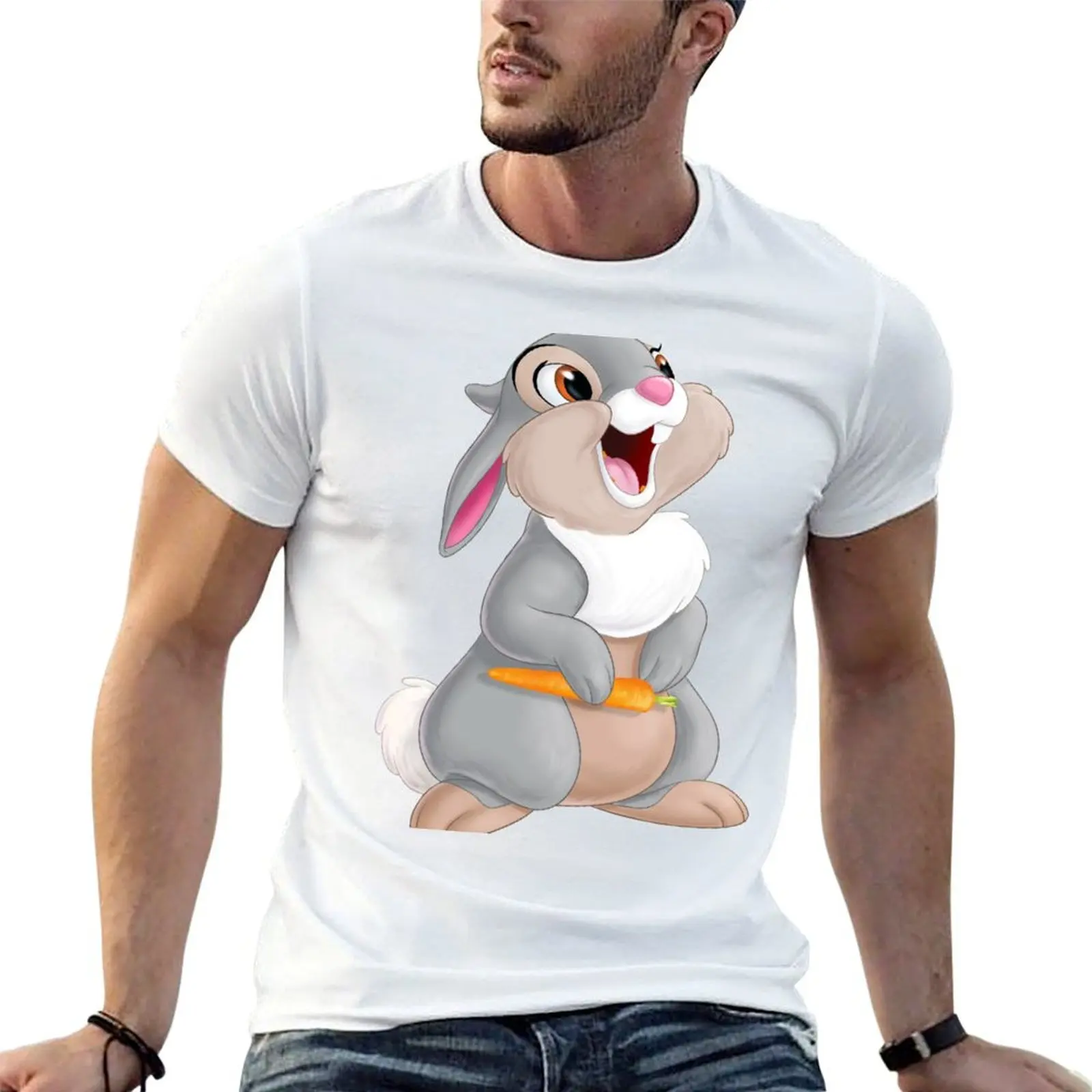 Thumper rabbit eating carrot T-Shirt Big and Tall Crew Neck Tee