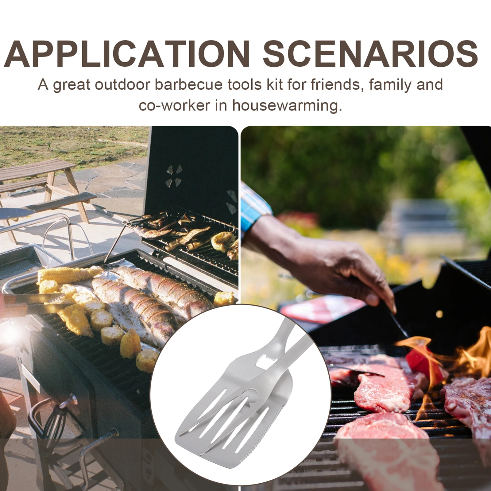 

2Pcs Stainless Steel BBQ Tools Outdoor Barbecue Utensils Kit Grill Accessories Fork Shovel Kitchen Gadgets Home Use Practical