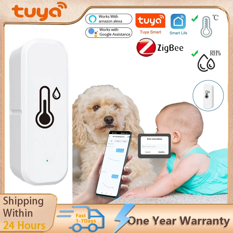 

Датчик температуры и влажности Tuya Zigbee 3,0, термометр Tuya, гигрометр, приложение, удаленная сигнализация, работает с Google Home Assistant