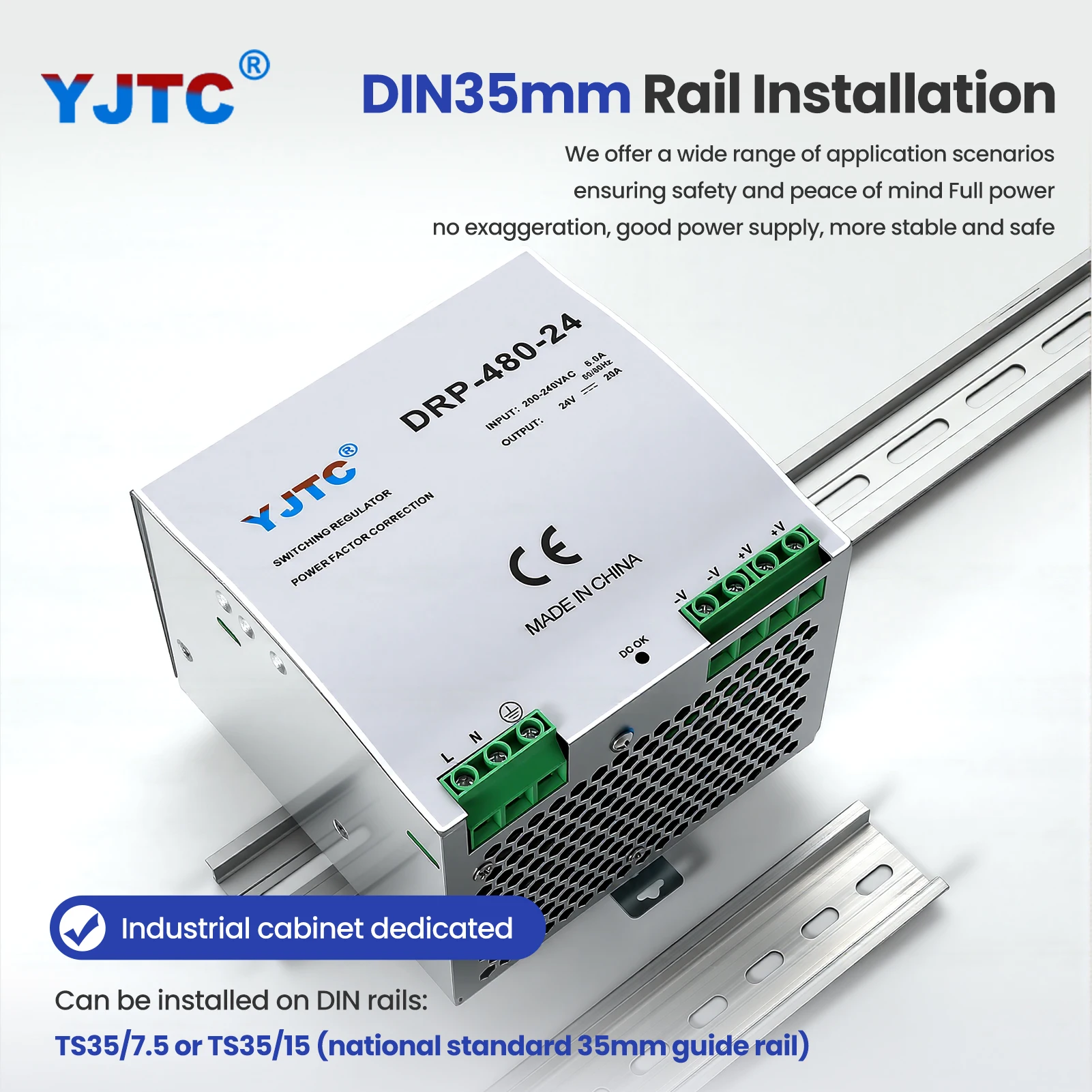 DRP 240W 480W 12V/24V/36V/48V Power Supply DC/AC DIN Rail Bench/Laboratory Switching Power Supply Industrial Transformer