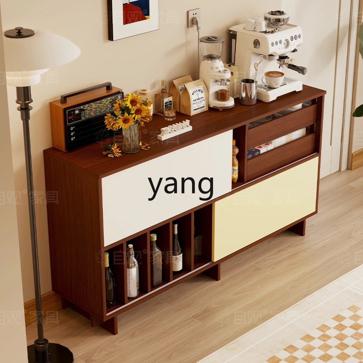 XYY dining side cabinet sliding door living room porch cabinet multi-functional restaurant retro bar