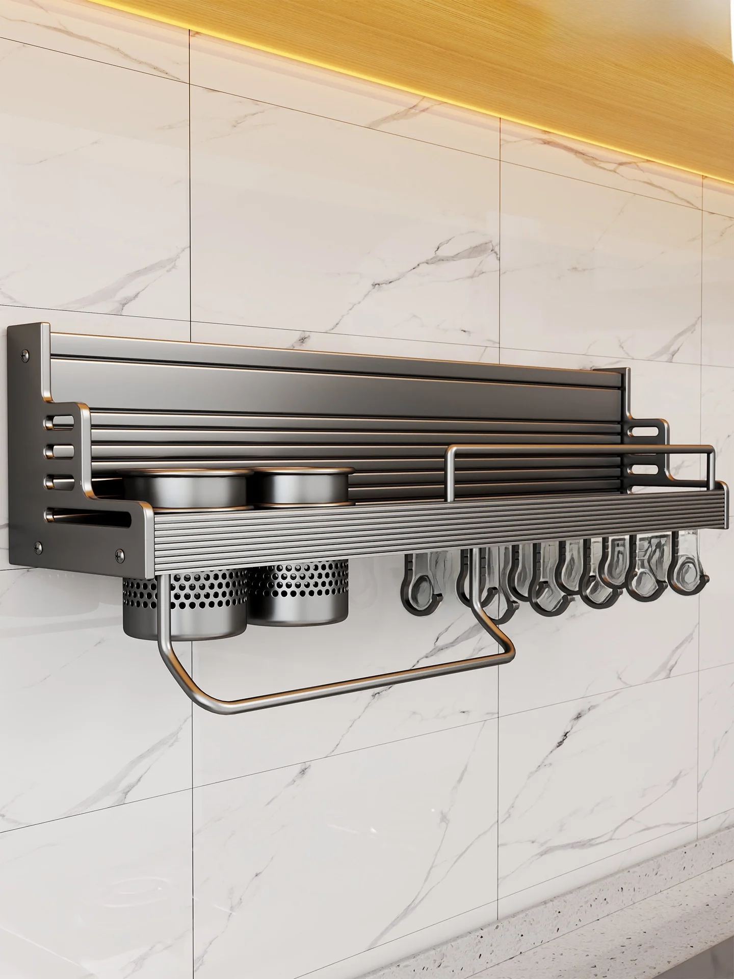 

Wall-Mounted Kitchen Knife Ra Chopsti Holder Multi-Layer Spice Storage elf No-Drilling Required Kitchen Organization