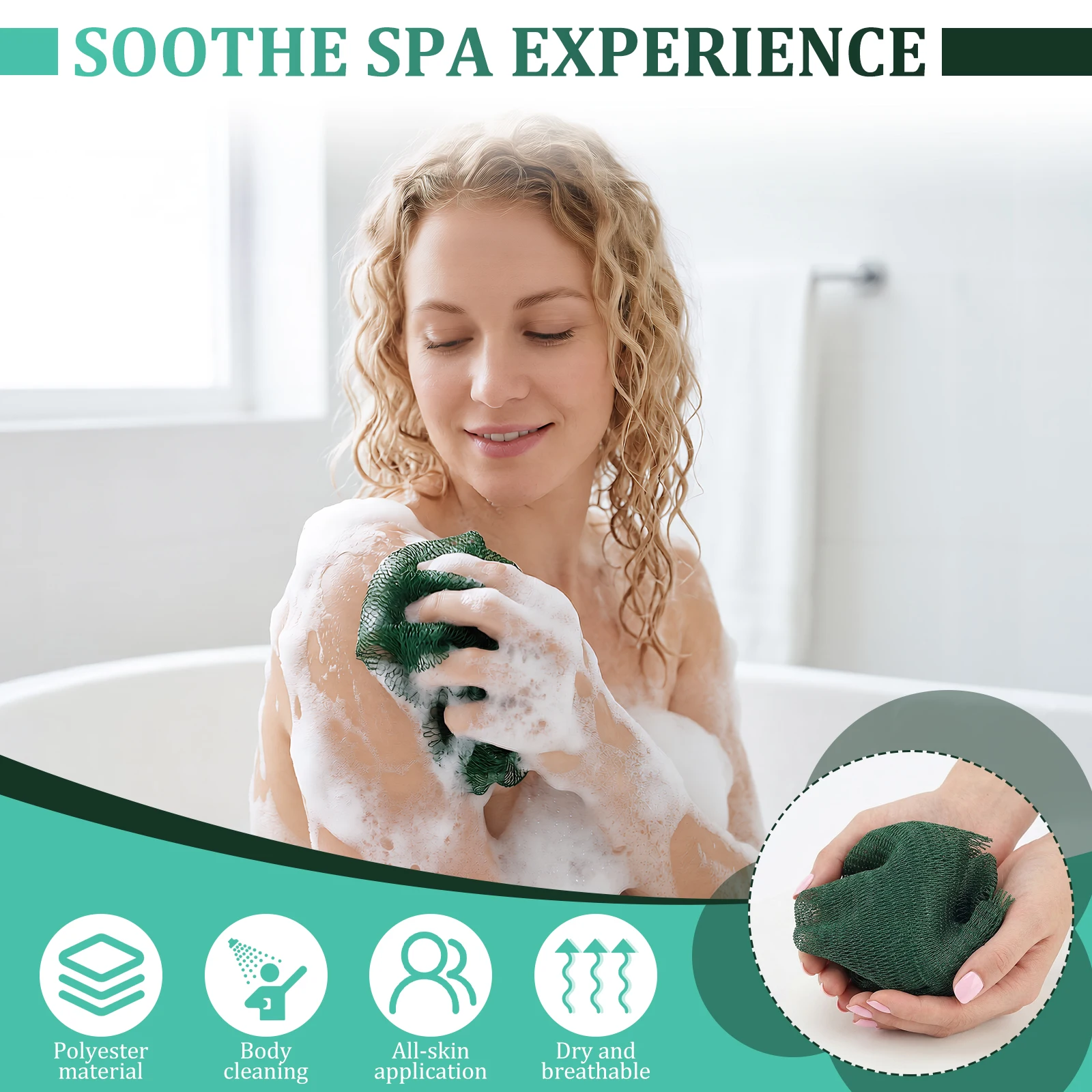 2Pcs African Net Bath Sponge Soft Skin Friendly Exfoliating Body Scrubber Fast Drying Bath Shower Sponge Bathroom Supplies view 2