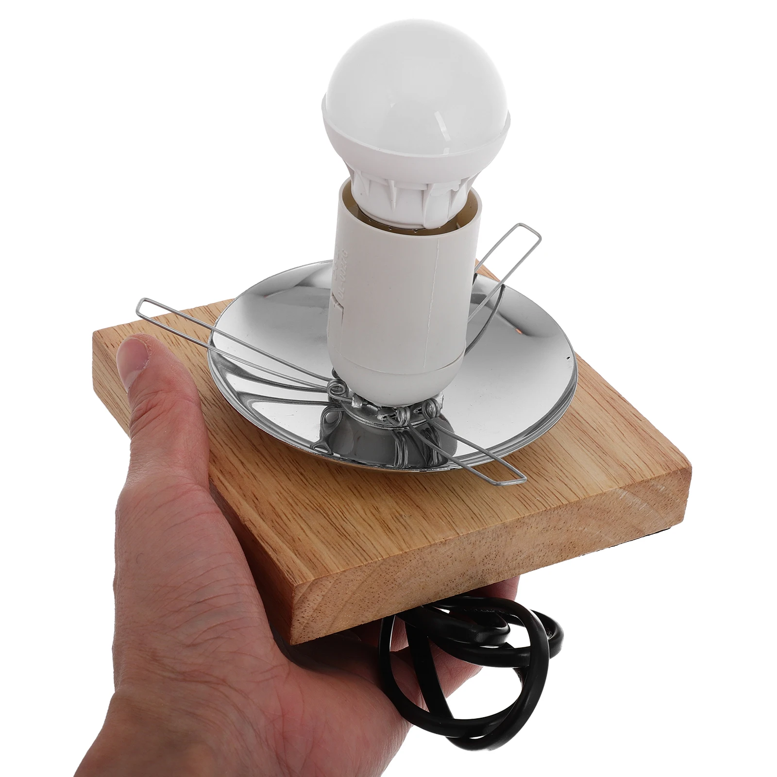 

Wooden Lamp for Bulb Light Bulb Plug In Socket Holder Square Clamp Socket Replacement Desk Light Accessory Natural Wood