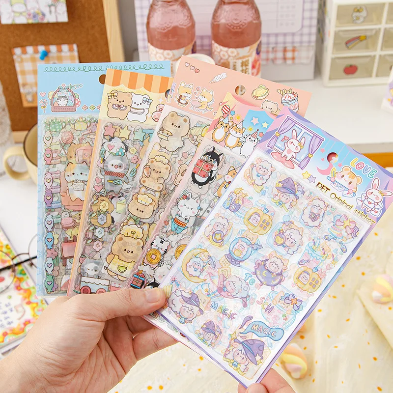 Cute Handbag Stickers Cartoon Children's PET Waterproof Decorative Water Cup Diary Stickers Ins Wind Handbag Stickers