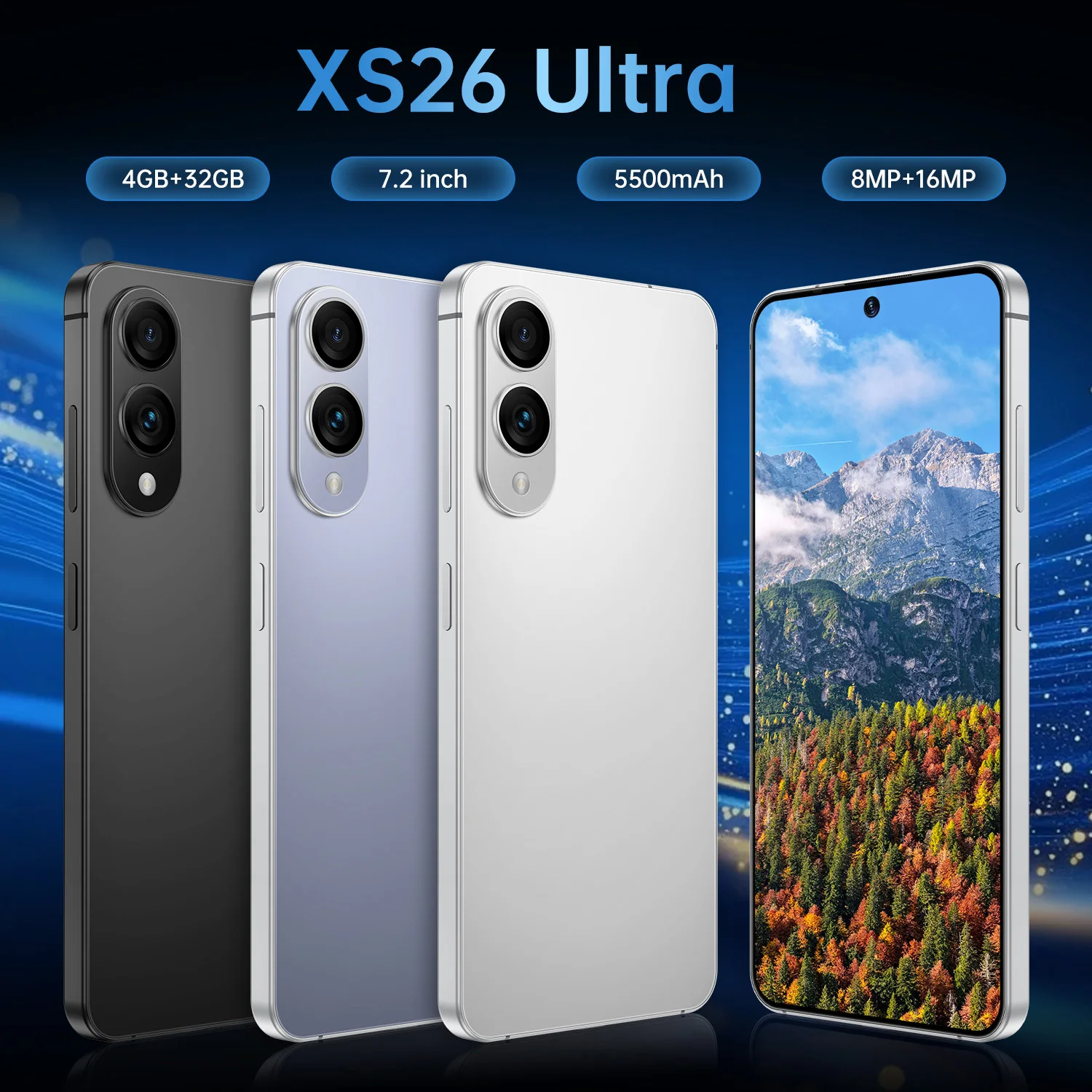 IVMI XS26 Ultra Smartphone 7.2Inch Android 12 4GB RAM 32G ROM Face ID 5500mAH Battery Google Play Store Mobile Phones