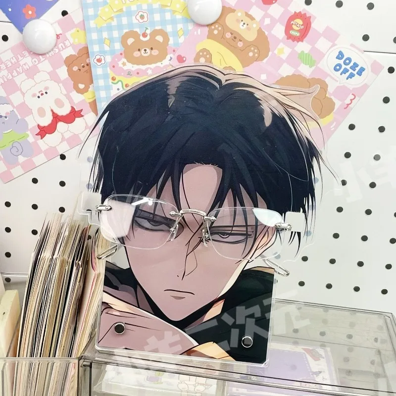 Attack on Titan Levi Ackerman Acrylic Eyeglass Holder Anime Mikasa Figure Desktop Glasses Frame Acrylic Standing Signs Model