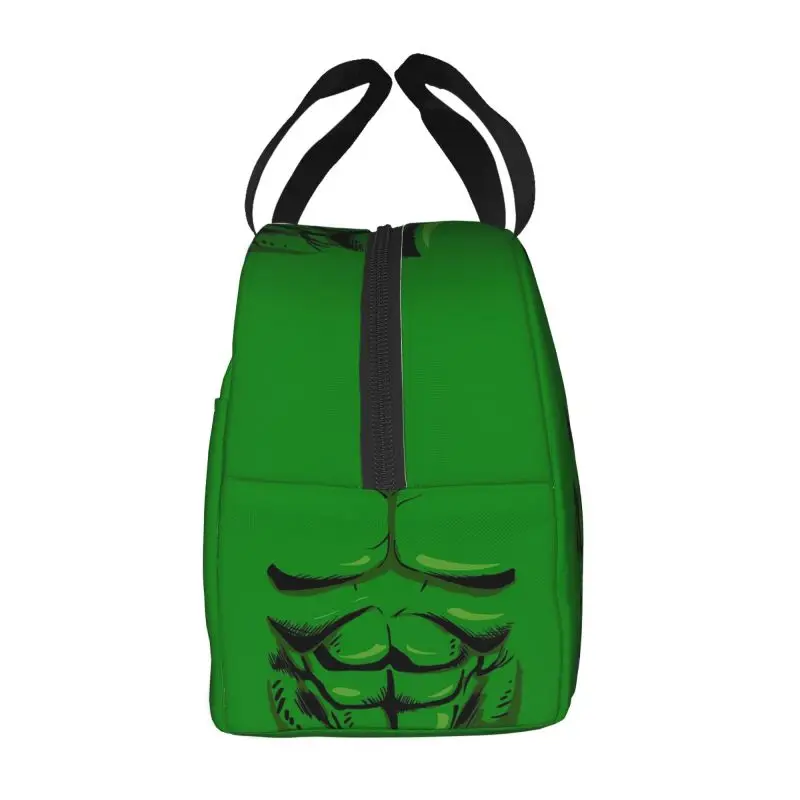 Custom Hulk Green Anger Thermal Insulated Lunch Bag Women Portable Lunch Tote for Work School Travel Multifunction Food Box