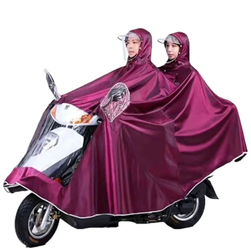 Motorcycle and electric bike rain poncho with double brim, unisexfoot-coveringsingle or double-person, extra-large and thickened