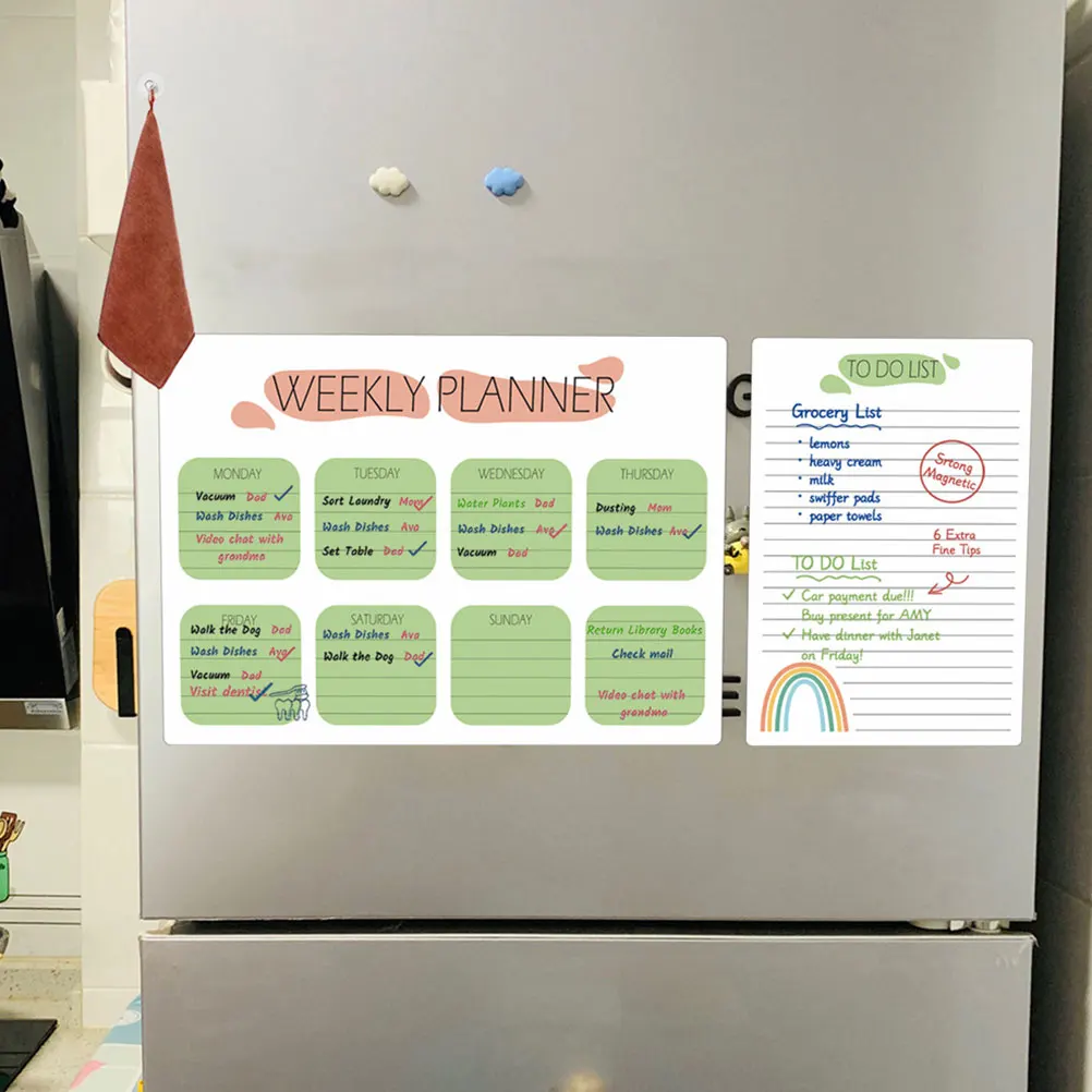 

Sucker Magnetic Note Board Weekly Meal Planner Plastic Refrigerator Whiteboard