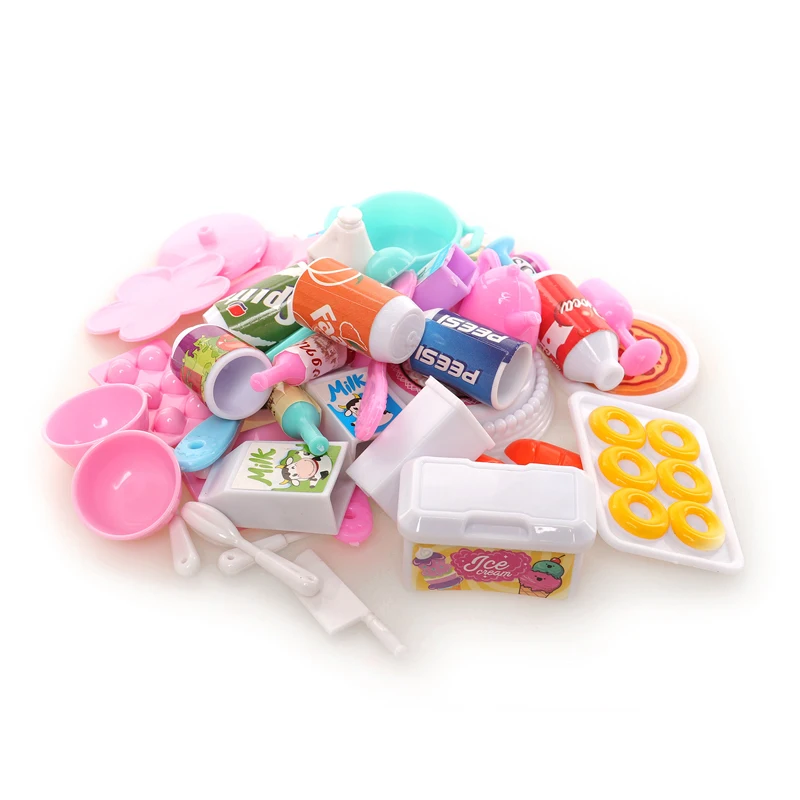 Gute Qualität 43 Teile/satz Puppenhaus Miniatur Essen Küchenset Platte Piazz für Puppenzubehör für 11,5 Zoll Puppe Kinderspielzeug