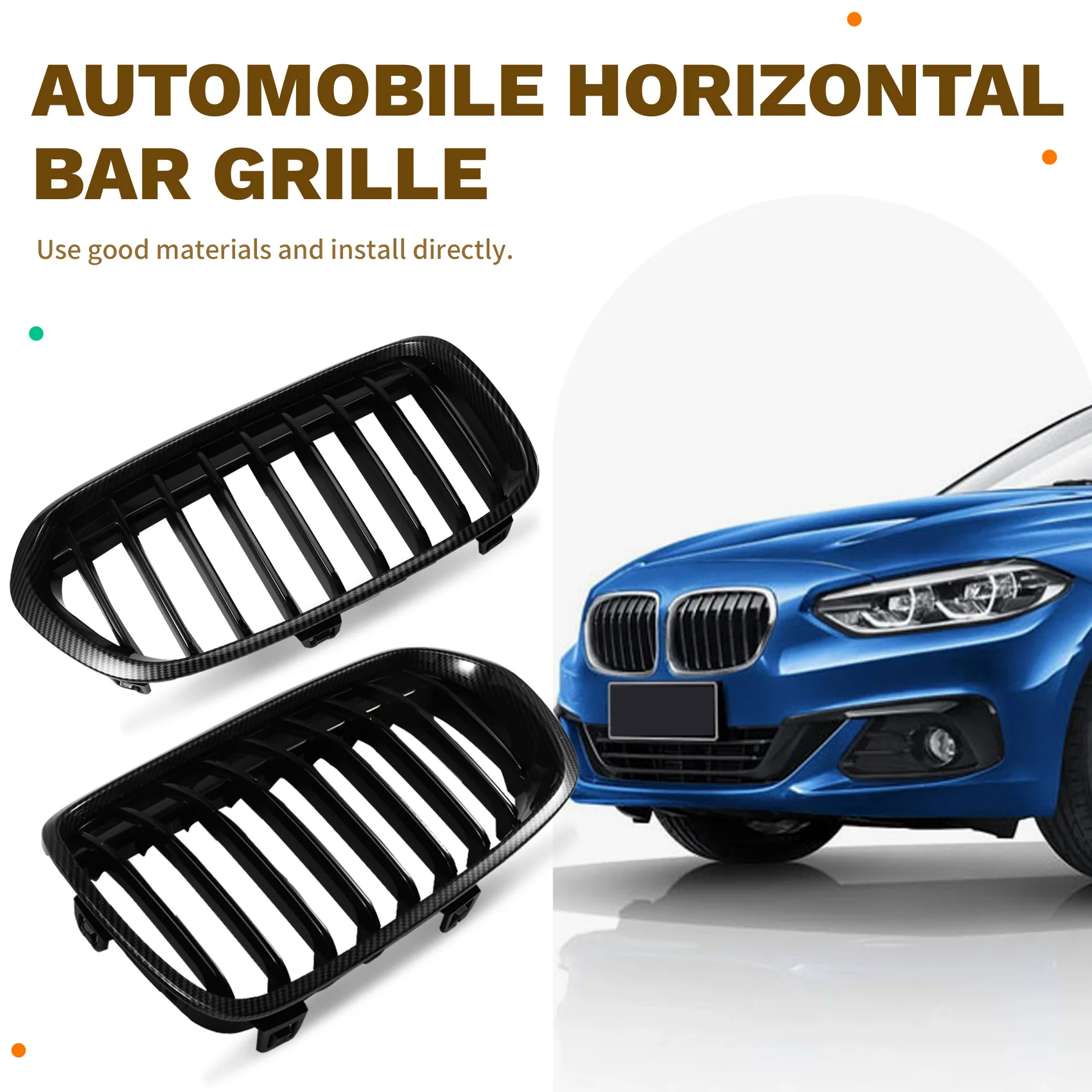 

For BMW F52 1 Series 4D 2016-2020 Compatible 2X Carbon Fiber Style Car Front Kidney Grille Bumper Grille Grill