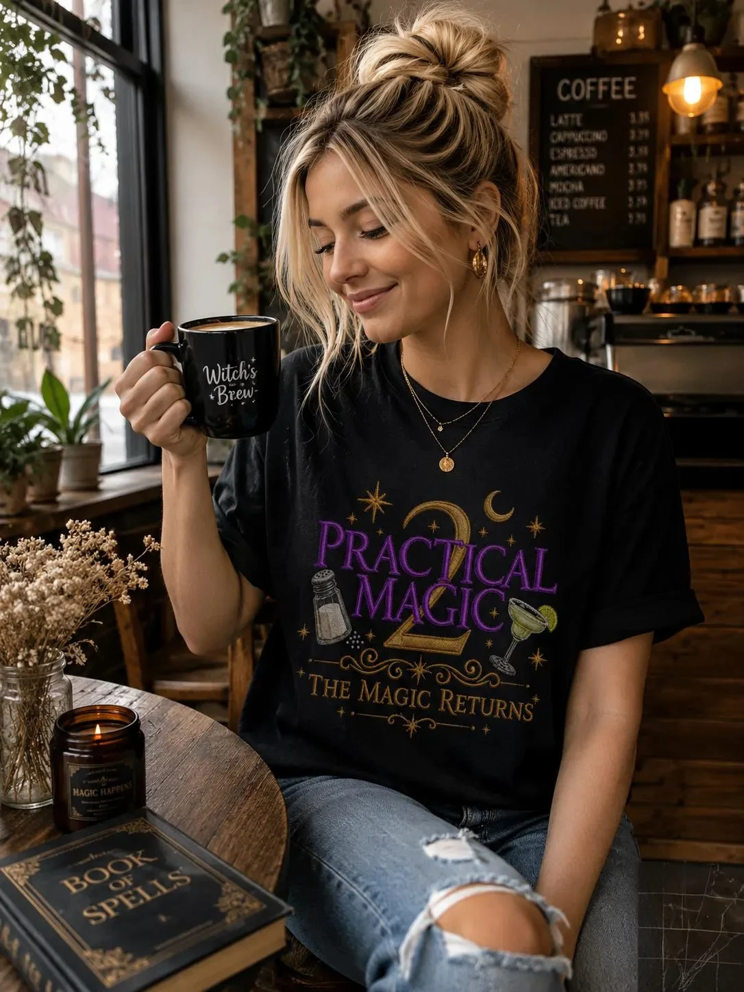 Practical Magic 2 Logo Graphic T‑Shirt Unisex Short‑Sleeve Spellbook Design Casual Top For Witch Movie Fan Spooky Season Gift