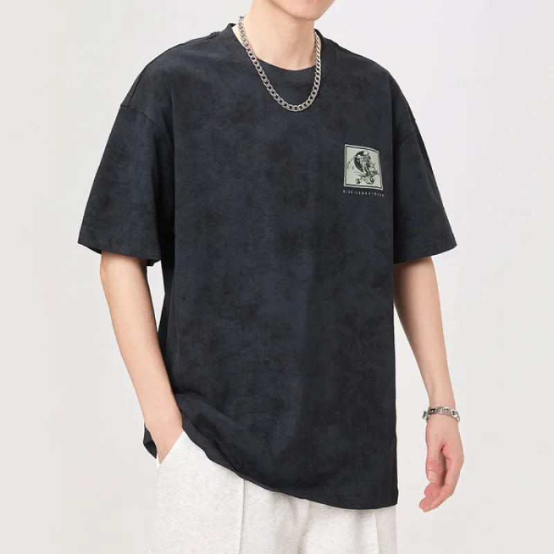 

Men's T-shirt 2024 new summer loose size trendy hip hop street fashion elastic breathable versatile top