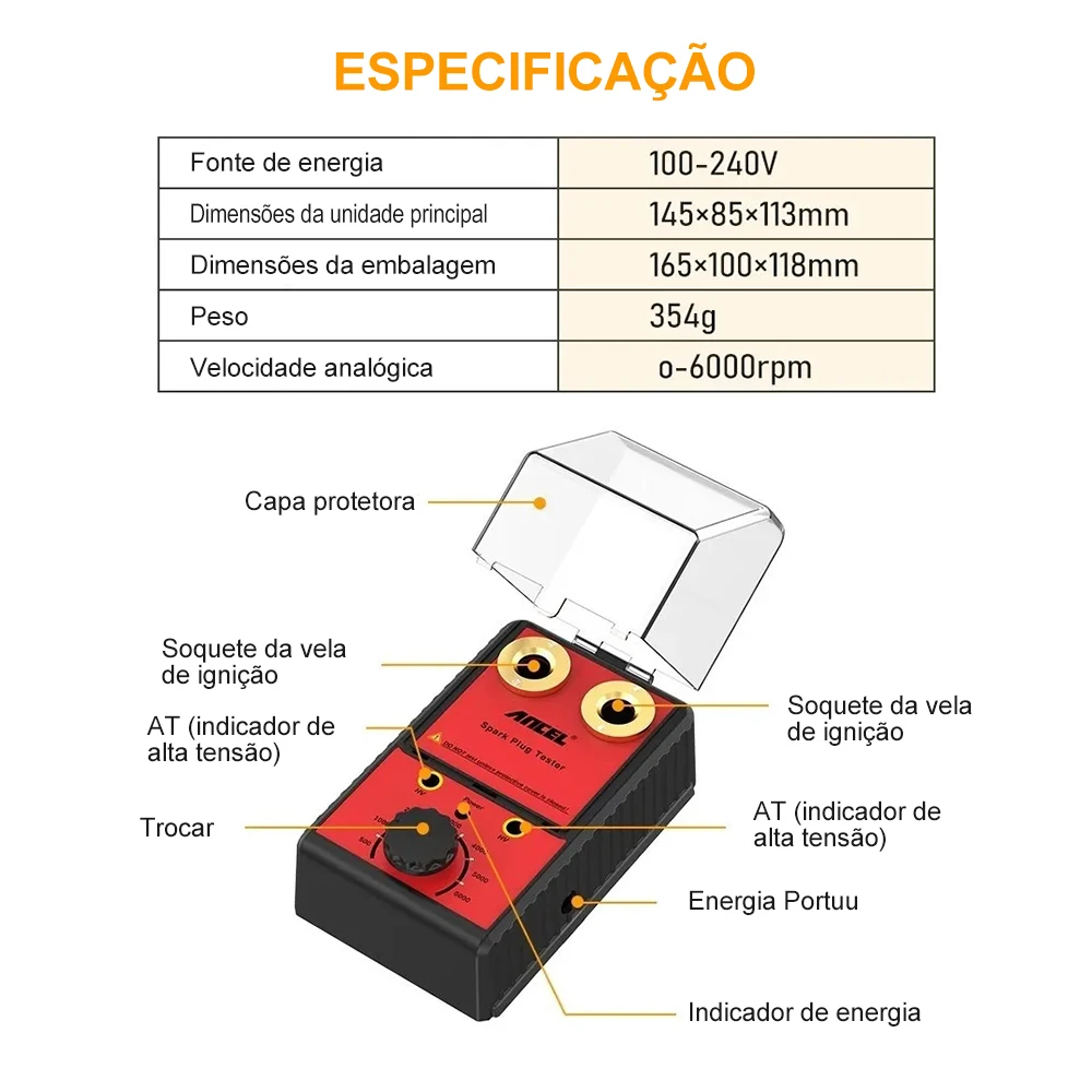 ANCEL SP02 Car Spark Plug Tester Ignition Analyzer Auto Adjustable Double Hole Detector 110V 220V Automotive Diagnostic Tool 12V